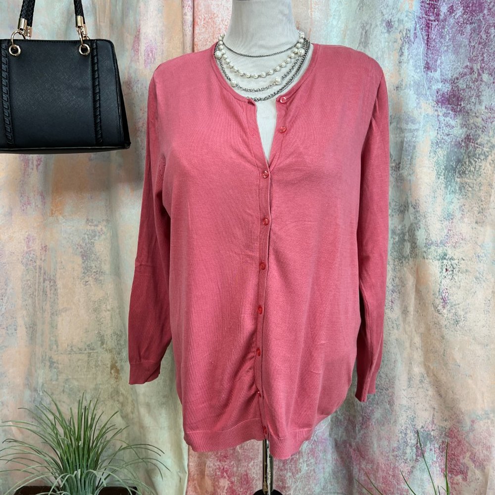 📌august silk Salmon Colored Silk Blend Plus Size Cardigan